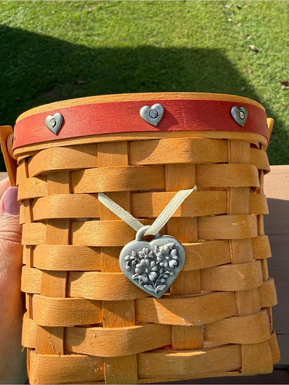 Vintage Longaberger 2001 Sweetheart Red Love Notes Basket Complete Set